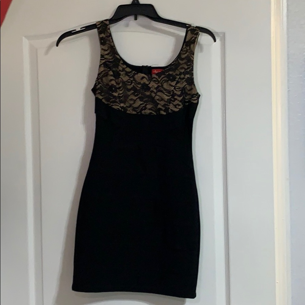 black and creme dress